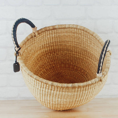 Bolga Baskets - Large Round Two Handle Natural Palette