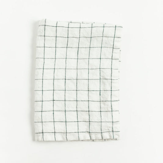 Stone Washed Linen Tea Towel - Windowpane