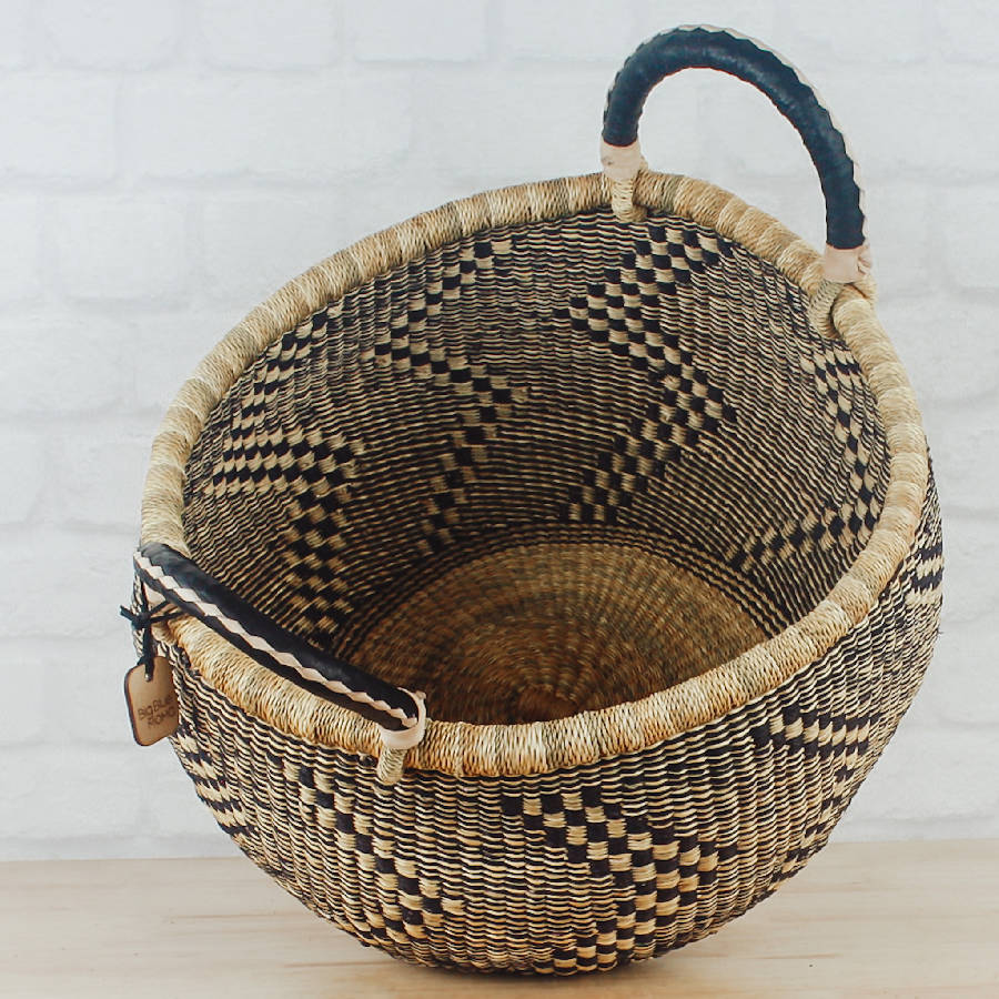 Bolga Baskets - Large Round Two Handle Natural Palette