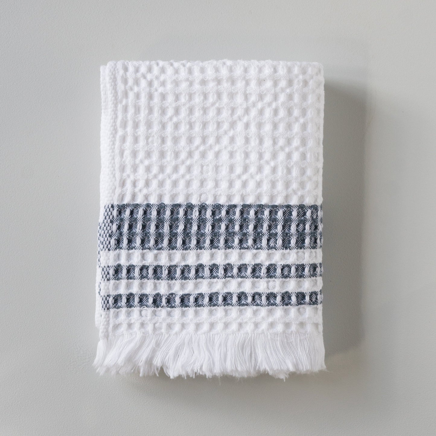 S/2 Organic Belgian Waffle Hand Towel - Ink