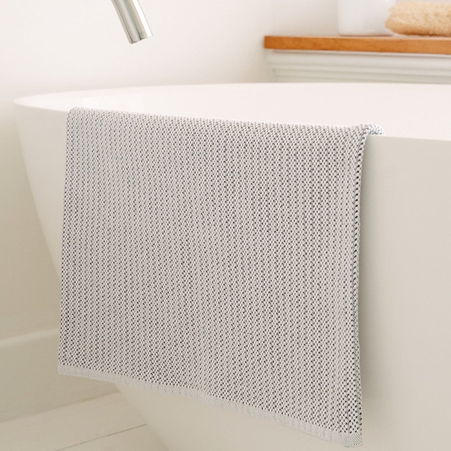 S/2 Cotton Rib Bath & Shower Mat - Bleach